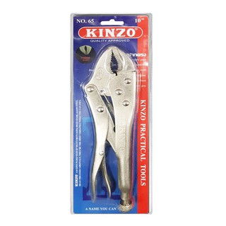คีมล็อคปากตรง KINZO VR 91437 10 นิ้ว สีเงิน10" STRAIGHT JAW KINZO LOCKING PLIERเครื่องมือช่าง คีม