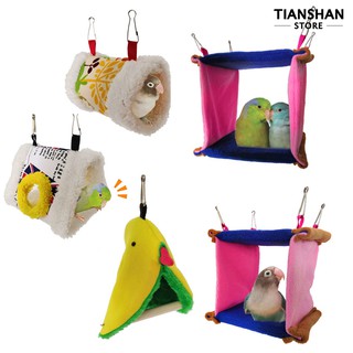 สัตว์เลี้ยงเครื่องประดับ Triangle Plush Nest Bird Parrot Hanging Cave Hammock Cage Warm Toy