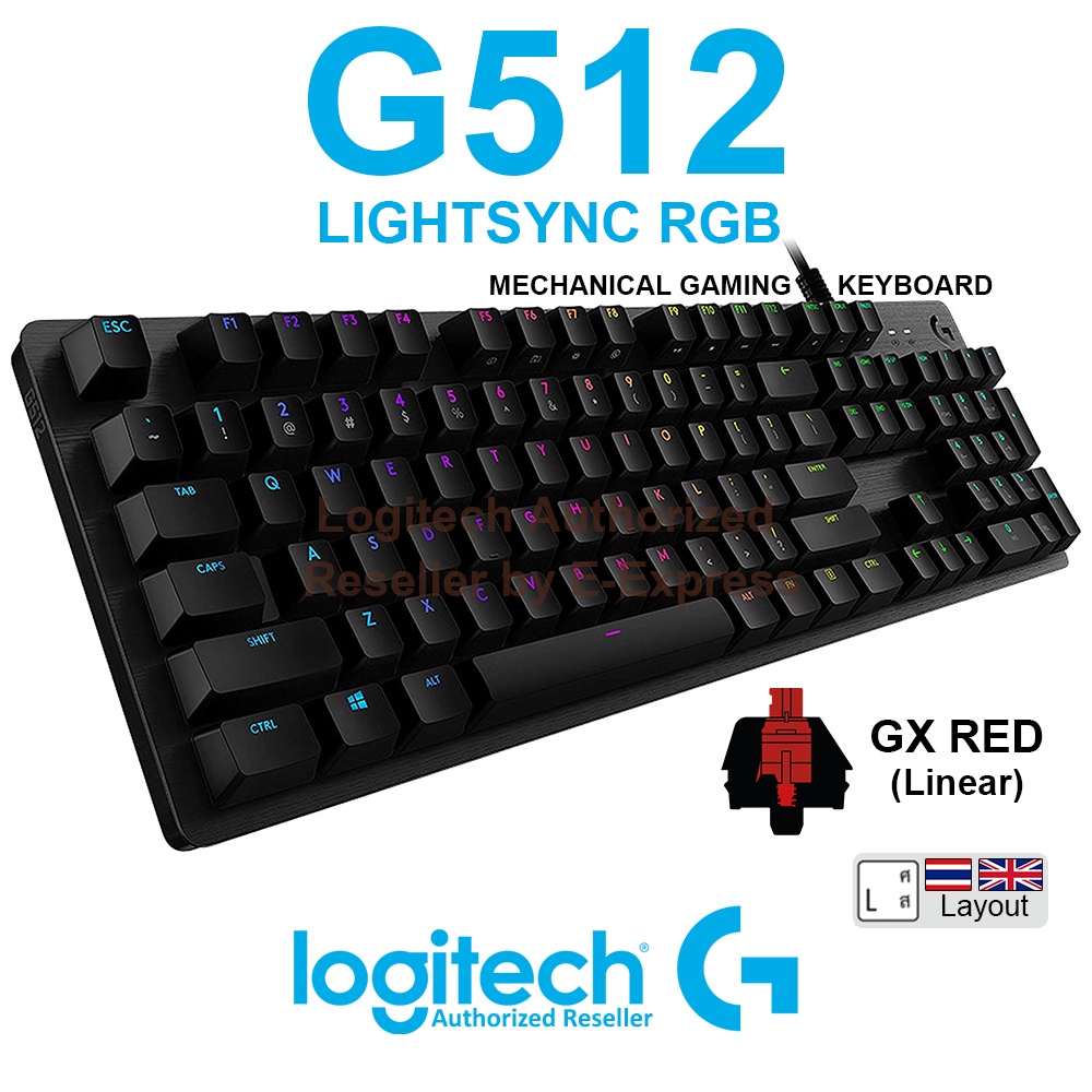 Logitech G512 Carbon Linear SW Mechanical Gaming Keyboard แป้นภาษาไทย/อังกฤษ ของแท้ ประกันศูนย์ 2ปี