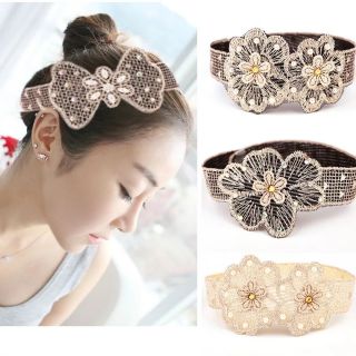 ที่คาดผมตีนตุ๊กแก รูปโบว์ Sweet Lace Floral Bowknot nonslip Headband