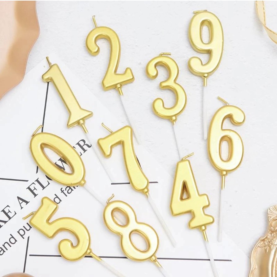 เทียน ตัวเลขสีทอง Classic Gold 0-9 Candle, Cake Decorating Candle, Party Candle, Birthday Candle, Ca