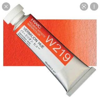 Vermilion hue W019/W219/WW019 Series A ขนาด 5/15/60ml สีน้ำ โฮลเบน (โฮลุเบน) Holbein Artist Watercolor ホルベイン透明水彩絵具