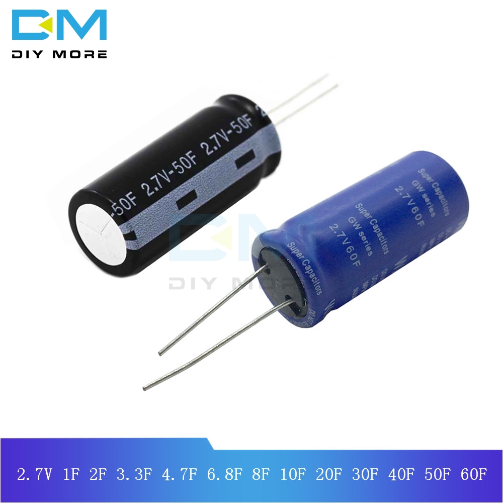 Diymore ชุดตัวเก็บประจุอัลตราคาปาซิเตอร์ 2.7V 1F 2F 3.3F 4.7F 6.8F 8F 10F 20F 30F 40F 50F 60F