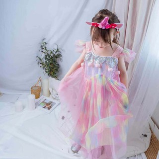 พร้อมส่ง P066 ชุดเดรสคุณหนูกระโปรงยาว  แต่งปอมปอม ส่งจากร้านไทย