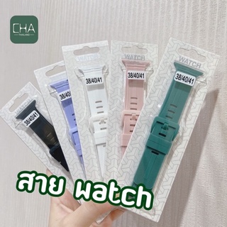 cha สาย ซิลิโคนไมโครโค้ดสีทึบ สาย Watch 7/6/5/4/3/2/1/SE HW22plus HW12/22/37/smart watch สาย series 7 6 สายนาฬิกา