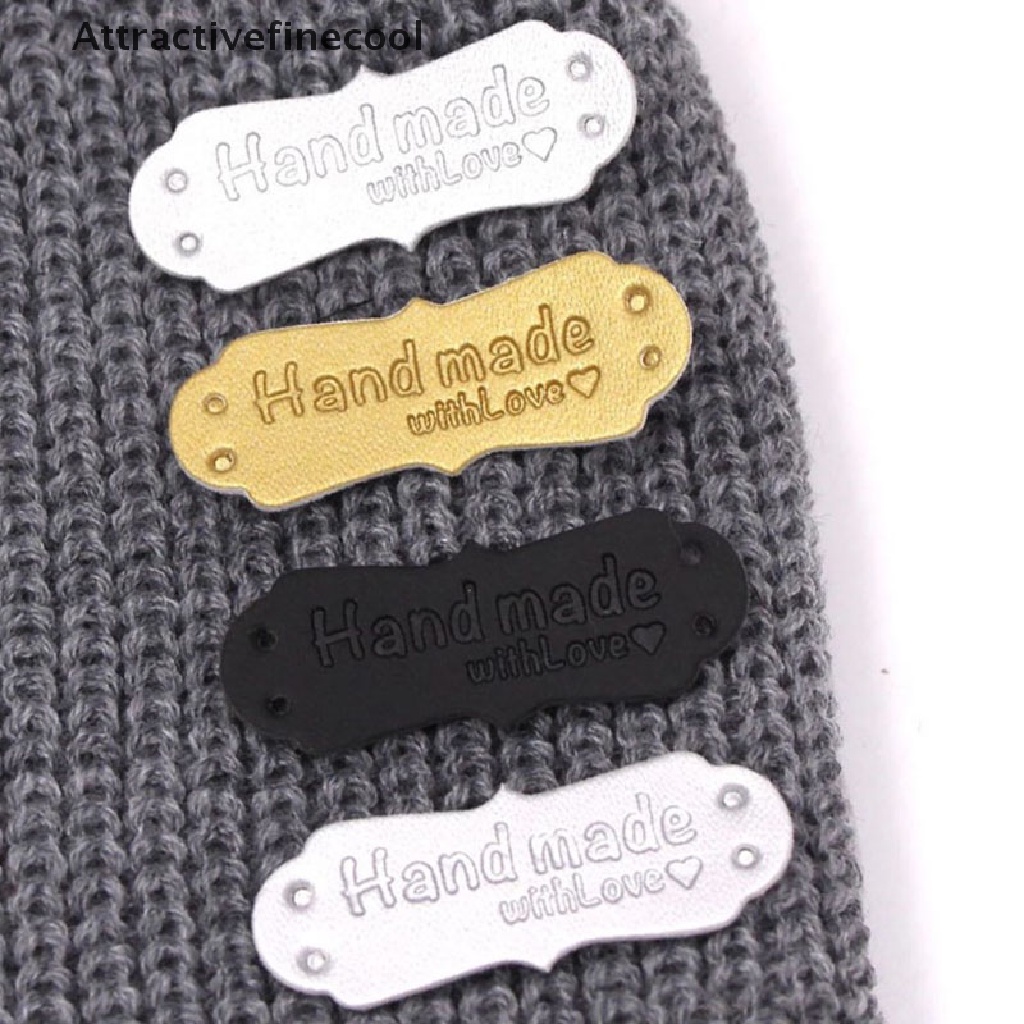ACTH 50 ชิ้นแท็กหนังทําด้วยมือป้ายรักเย็บหัตถกรรม DIY Knittin แท็ก