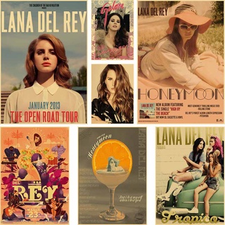 สติกเกอร์โปสเตอร์กระดาษคราฟท์ พิมพ์ลาย Lana Del Rey Pop Singer สําหรับตกแต่งผนังบ้าน บาร์