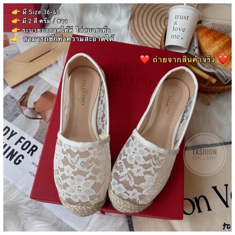 หมดชั่วคราว🔥🔥รองเท้าคัชชู รองเท้าลูกไม้ แบบสวม สไตล์ Valentino สินค้าไทย งานคุณภาพ100% ถ่ายจากสินค้า