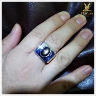 แหวน BlackStar Sapphire เงินแท้925 ชุบทองคำขาว ขาสวยดูดีมีสไตล์