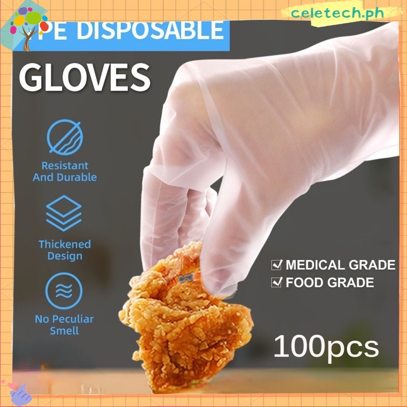 100 ชิ้นทิ้ง Latex TPE ถุงมือเกรดอาหาร/ki enware ทําอาหารทําความสะอาด/Ki en Garden เครื่องมือ RY