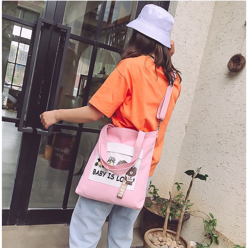 ◄tokyosellected(T1034)-E3 กระเป๋าผ้าสะพายข้าง BABY is LIVE