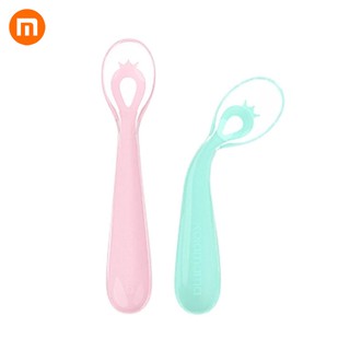 Xiaomi Silicone baby spoon ช้อนใส่อาหาร·ช้อนซิลิโคนทารก + ช้อนสแตนเลส