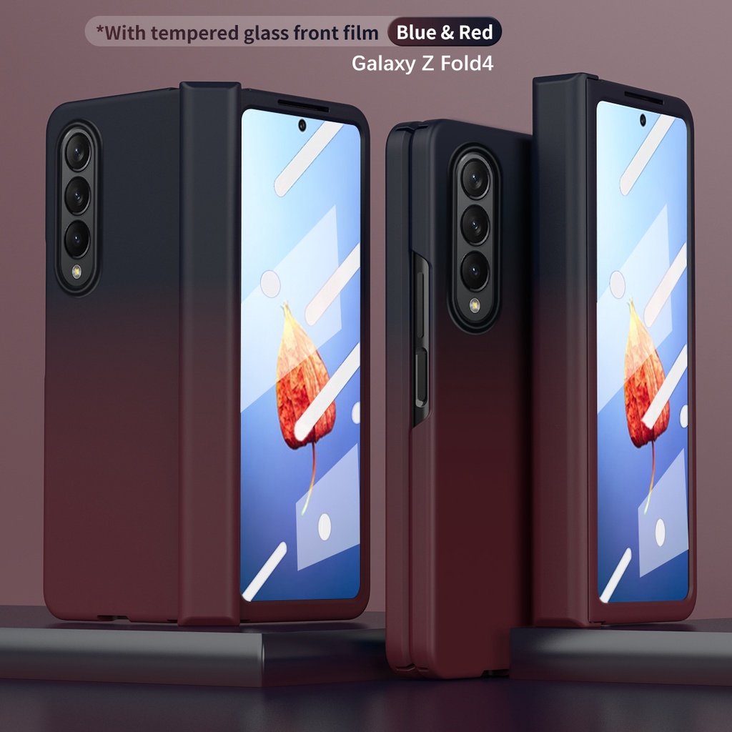 เคสกระจกนิรภัย ไล่โทนสี แบบแม่เหล็ก สําหรับ Samsung Z Fold 4 Galaxy Z Fold 4 3 2 Fold4/3 5G