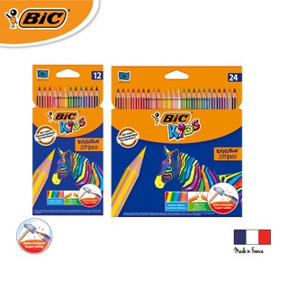 [Official Store] BIC บิ๊ก ดินสอสี สีไม้ Evolution Stripes จำนวน 12สี - 24สี