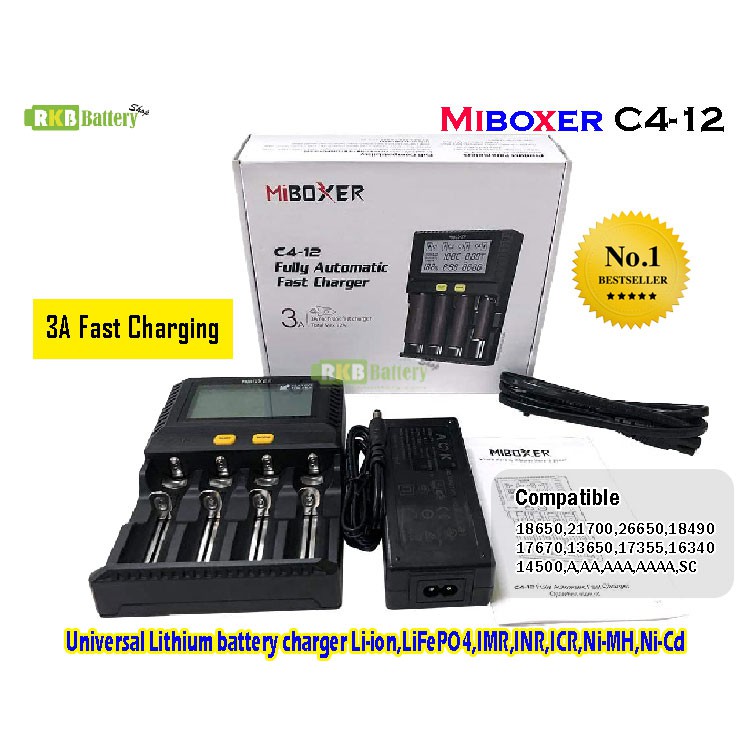 [พร้อมส่ง] 3A ทุกช่อง เครื่องชาร์จเร็ว Miboxer C4-12/C4 Plus Universal Smart Battery Charger Super F