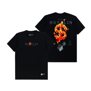 เสื้อยืดผ้าฝ้ายพิมพ์ลายขายดี ☑✎Mens Inspired Fire Money Lighter (HUSTLIN)KEEP THE FIRE BURNING BLACK/WHITE Printing SHI