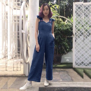 J5111 Jumpsuit จั๊มไหล่ระบายแต่งหัวใจ