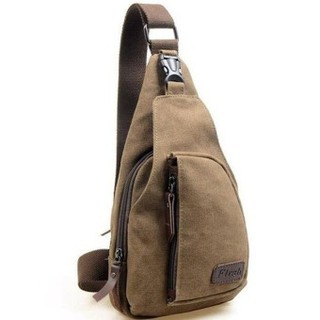 wonderful กระเป๋าคาดอก Size L(35x20x7cm) Travel Shoulder Bag มี 3ช่อง - Khaki/กา