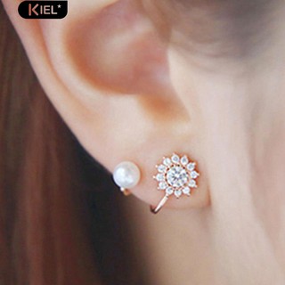 Kiel แฟชั่นสาวเลดี้ Elegant Faux เพิร์ล Rhinestone Snowflake Ear Ear ต่างหู