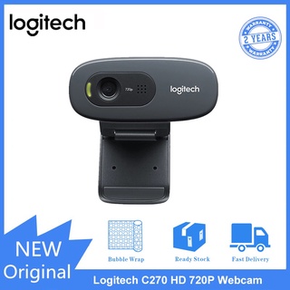 ♛̅ Logitech C270 กล้องเครือข่าย HD ไมโครโฟนลดเสียงรบกวนในตัว ปลั๊ก USB สําหรับกล้องประชุมที่บ้าน