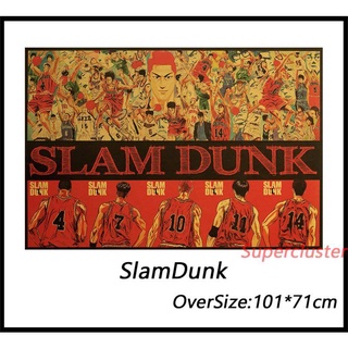 โปสเตอร์วอลเปเปอร์กระดาษคราฟท์ ลายอนิเมะ Slamdunk สไตล์วินเทจ ขนาด 101x71 ซม.