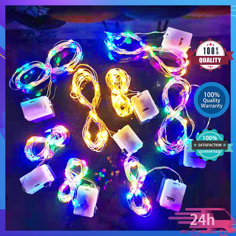 สายไฟหิ่งห้อย LED 3 โหมด ไฟลวด​ ไฟประดับตกแต่ง​ ไฟติดกรอบรูป​ 1/2​/3​ เมตร​ กระพริบ​ได้​ ​(ฟรี​‼️ถ่าน​กระดุม)​