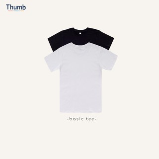 Thumbody เสื้อยืด เสื้อสีพื้น ขาว-ดำ ยอดฮิต ผ้าคอตตอน เนื้อนุ่ม ใส่สบาย ไม่ย้วย คอกลม