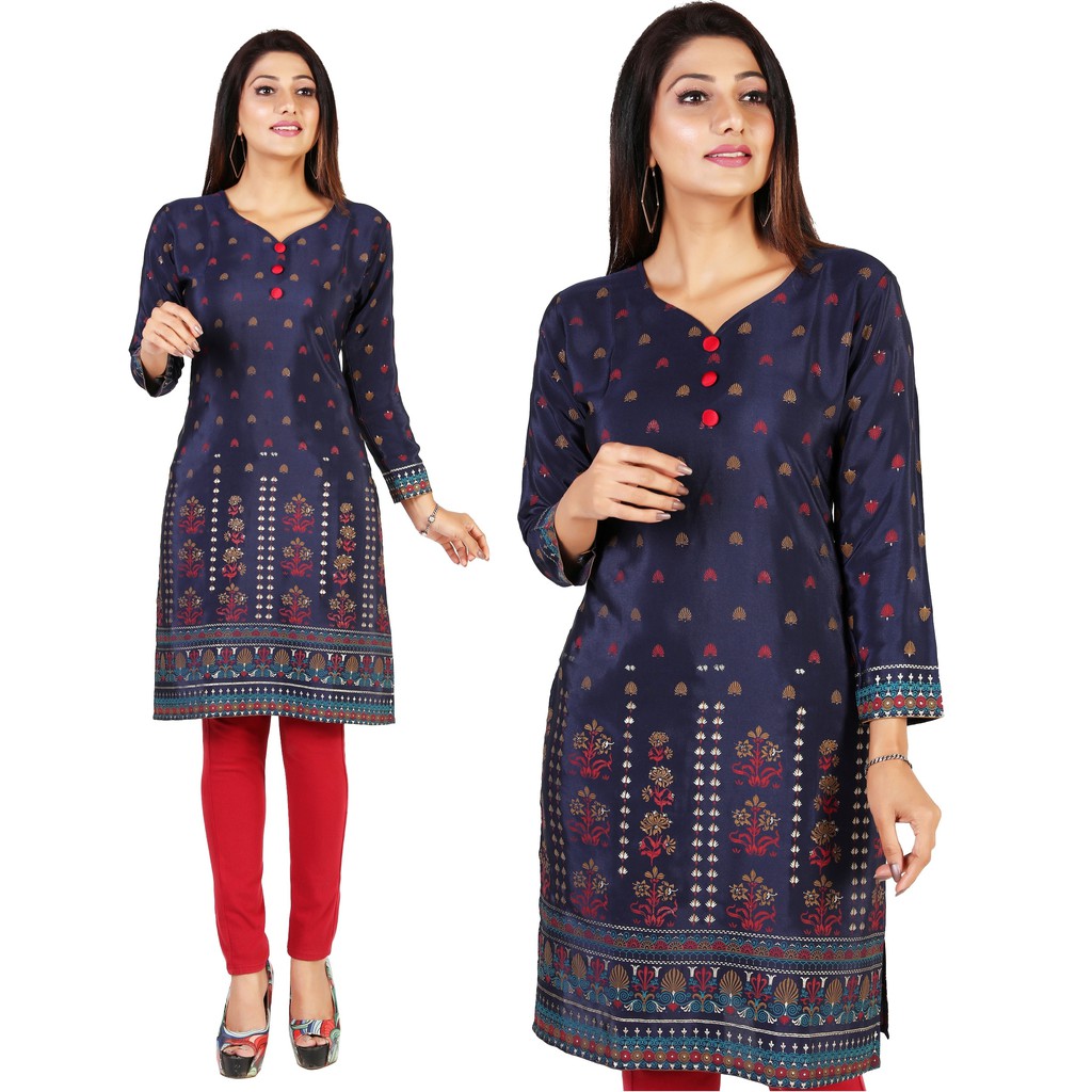 Crepe Silk Long Kurti - Size XS ถึง 5XL