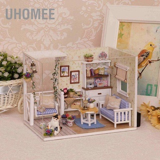 UHomee บ้านตุ๊กตาไม้ Diy พร้อมกาวของเล่นเสริมการเรียนรู้สําหรับเด็ก