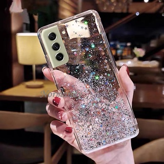 เคสโทรศัพท์ Samsung Galaxy S21 FE Ultra S21+ Plus A03S A52S M52 5G Phone Case Starry Sky Glitter Tpu Casing Transparent Soft Cover Shockproof Protective Case เคส