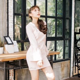 Calla Bell-Sleeve Dress (Nude Pink)