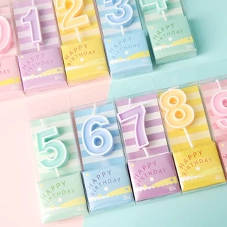 พร้อมส่ง🇹🇭 เลือกสีและตัวเลขได้ เทียนตัวเลข สีพาสเทล น่ารักๆ