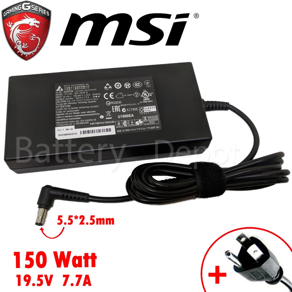 MSI AC Adapter ของแท้ 19.5V/7.7A 150W หัวขนาด 5.5*2.5mm สายชาร์จ MSI GT680 GP62M GF62 GS40 อะแดป