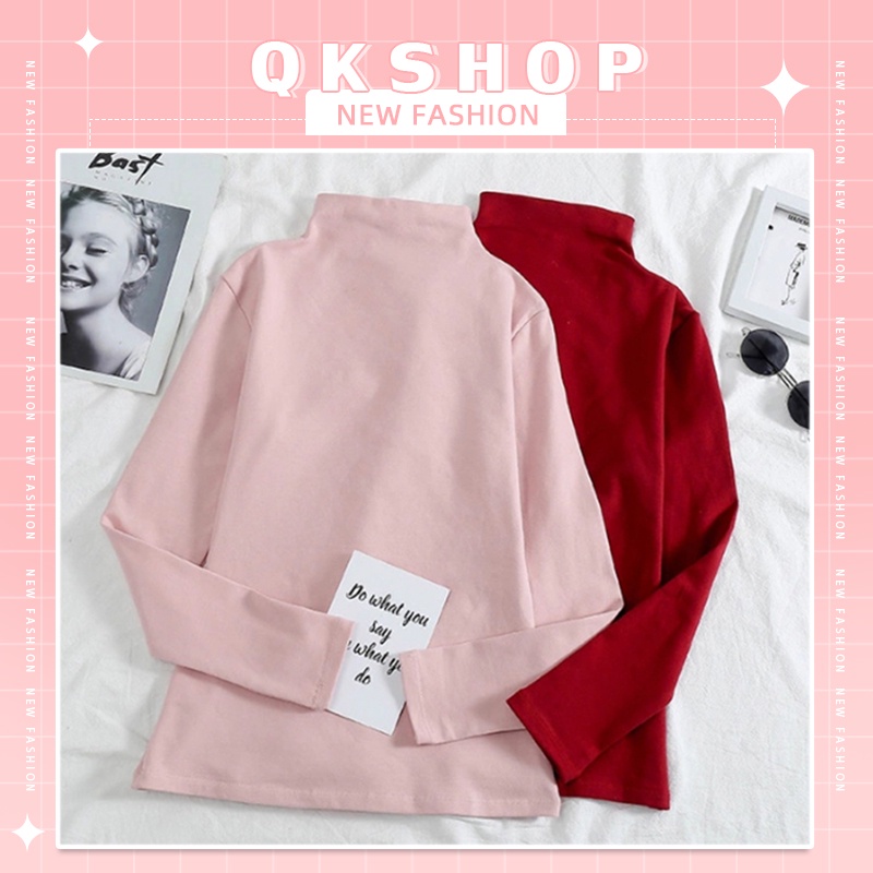 QKshop ✨เสื้อยืดแขนยาวคอเต่า เนื้อผ้านุ่มนิ่มสวมใส่สบายใส่ไปเที่ยวหน้าหนาวคืออุ่นสบาย 🛍️🥰👍🏻