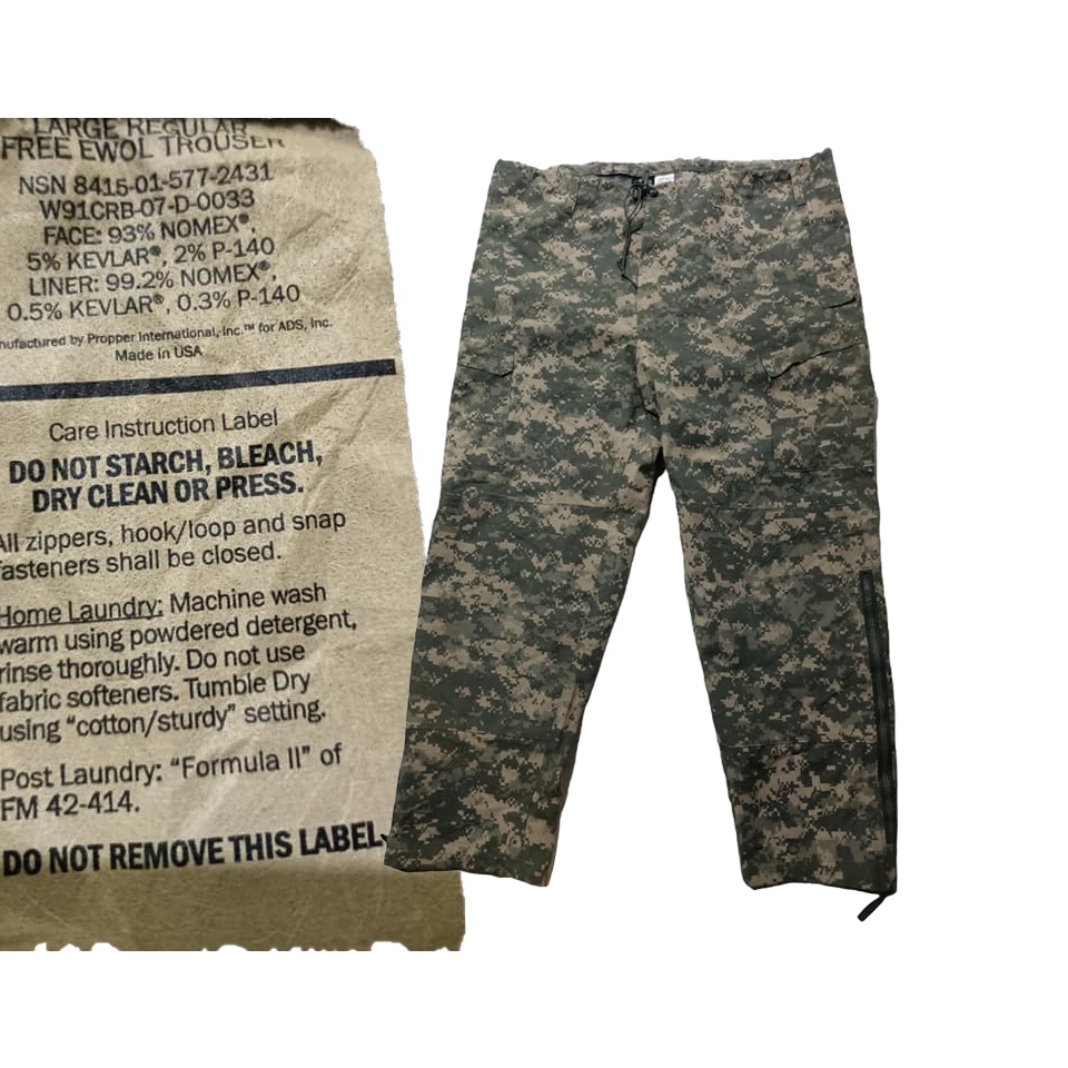 กางเกงหน่วงไฟ nomex กันน้ำ Army Trouser EWOL FREE FIRE RESISTANT ACU Digital Camo  Large Regular เอว 45