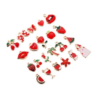 10 ชิ้นจี้สร้อยคอสร้อยข้อมือต่างหูจี้สีแดงน่ารักเครื่องประดับ DIY และเครื่องประดับแฟชั่น