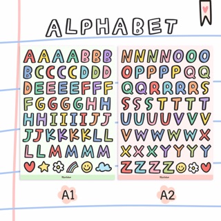 สติ๊กเกอร์ไดคัท ตัวอักษร A-Z เป็นลายมือเขียนสุดน่ารัก