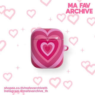 (pre-order เกาหลี) mafavarchive - Hot Pink heartbeam airpods case เคสแอร์พอด PC แข็ง เคลือบบเงา ลายหัวใจ สีชมพูเข้ม