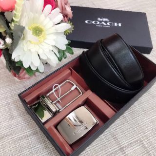 SIGNATURE MOD PLAQUE HARNESS CUT-TO-SIZE REVERSIBLE BELT (COACH F65242) ของแท้ล้าน%