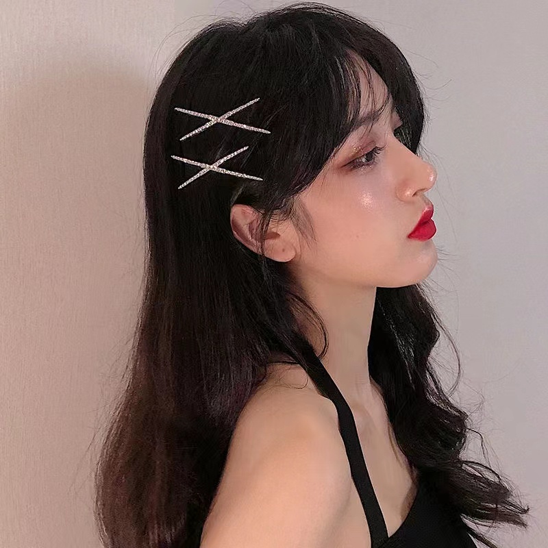 กิ๊บติดผม ประดับเพชร พลอยเทียม ออกแบบเรียบง่าย สไตล์เกาหลี เครื่องประดับแฟชั่น สําหรับเด็กผู้หญิง