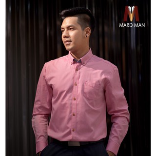 Mardman เสื้อเชิ้ตผู้ชาย แขนยาว สีชมพู ราคาถูก