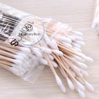 👧🧸คอตตอนบัด 100 ก้าน (แพ็คเดี่ยว) Cotton buds สำลีปั่นหูด้ามไม้ สำลีไม้ สำลีก้าน สำลีเช็ดเครื่องสำอาง ez99