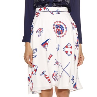 Jousse Skirt กระโปรงผ้าซาติน ทรงเอ ลายพิมพ์เรือใบ JL2WWH