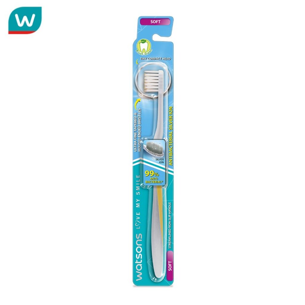 Watsons วัตสัน แปรงสีฟัน แอนตี้แบคทีเรียล ซิลเวอร์ ไอออน (ซอฟท์) 1ด้าม.