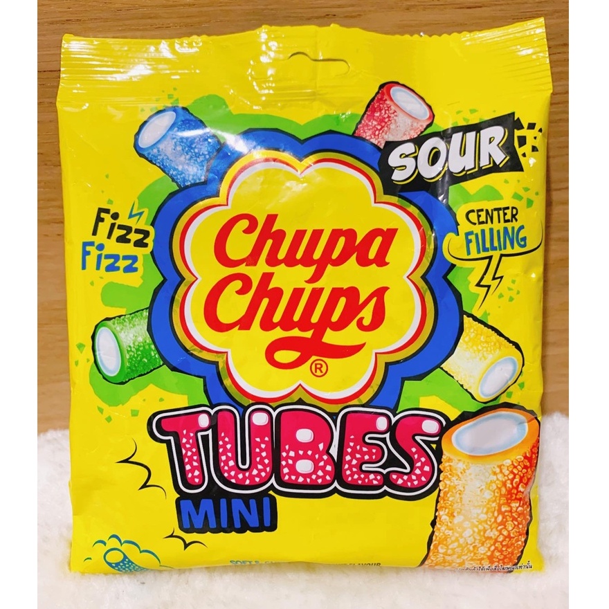 🌈Chupa Chups Tubes Mini Sour🌈 จูปา จุ๊ปส์ เยลลี่ ผลไม้รวม รสเปรี้ยว 90g