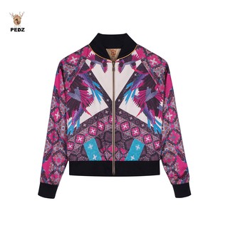 PEDZ Pink Wing Navajo Jacket แจ๊คเก็ตซาตินชมพูพิมพ์ลายปีกนาวาโฮ L