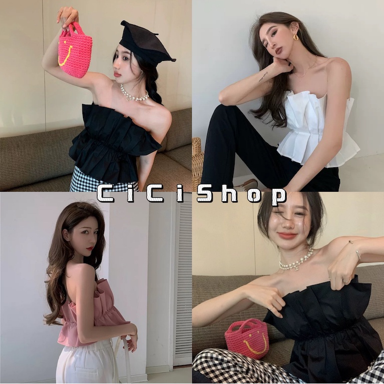 Cicishop(3025)เกาะอกดีเทลจับจีบเรียงแบบเก๋ๆใส่ออกงานได้สวยเก๋ลุคนี้สวยปังสุดๆ