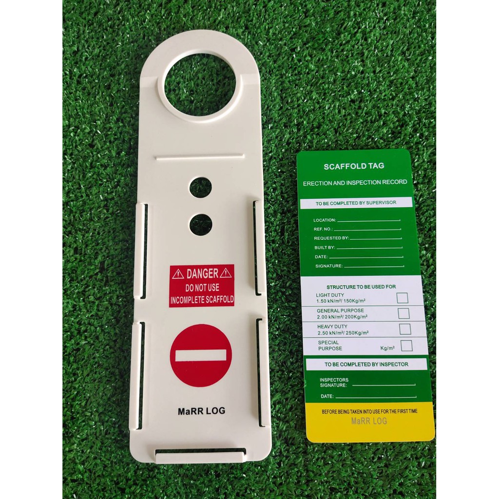 ป้ายแขวนนั่งร้าน ป้ายแสดงสถานะติดตั้งนั่งร้าน SCAFFOLD TAG (Scaffolding safety tag)ฺ รหัส BD-P38 MaRR LOG