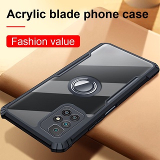 เคสโทรศัพท์มือถืออะคริลิค TPU ใส พร้อมแหวนนิ้ว สําหรับ Xiaomi Redmi 10C 9 9T 9A 9C NFC 8 Redmi Note 8 9 AT 10 Pro 5G 8T 9S 10S