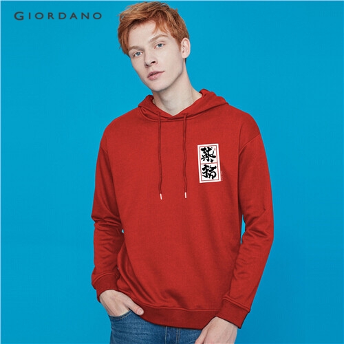 GIORDANO MEN Printed graphic crewneck long-sleeve hoodie 91099622